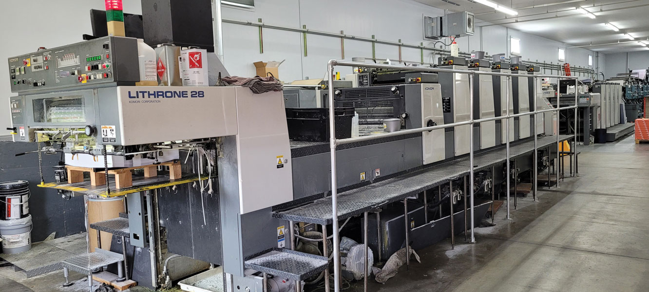 The Komori L528+C offset sheet fed printing machine.